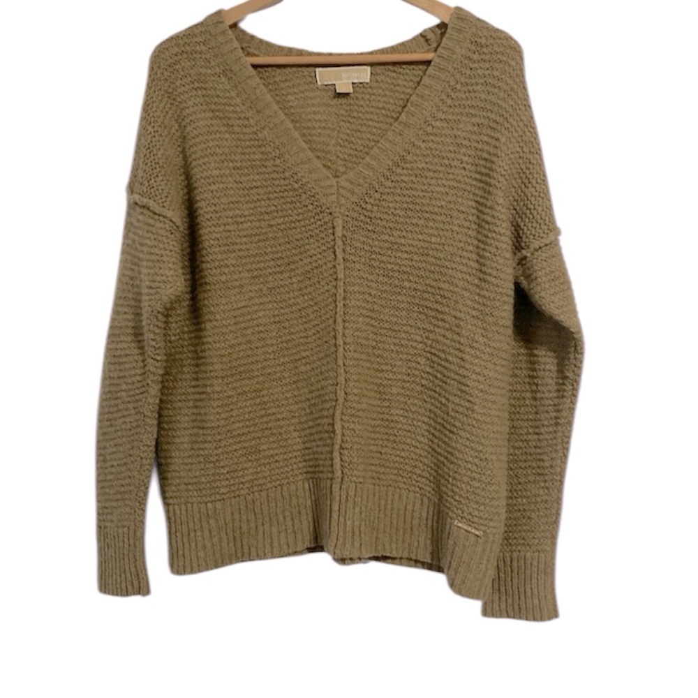 Michael Michael Kors wool blend Brown knit V neck Sweater size Medium